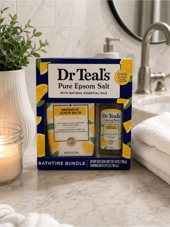 Dr Teals Other - Dr Teal’s Pure Epsom Salt Prebiotic Lemon Balm Bathtime Bundle Gift Set NIB